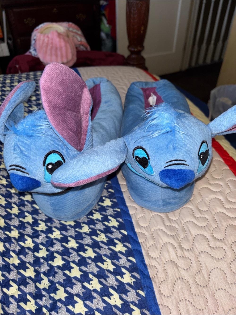 Women’s Blue Plush Character Slippers - Cozy Indoor Shoes